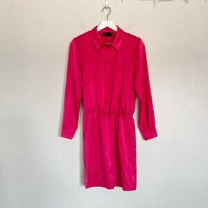 ASOS Design Barbie Pink Satin Mini Shirt Dress size 4